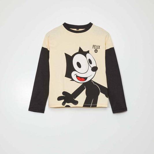 T-shirt 'Felix the cat' Beige/noir