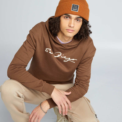 Sweat capuche imprim Marron