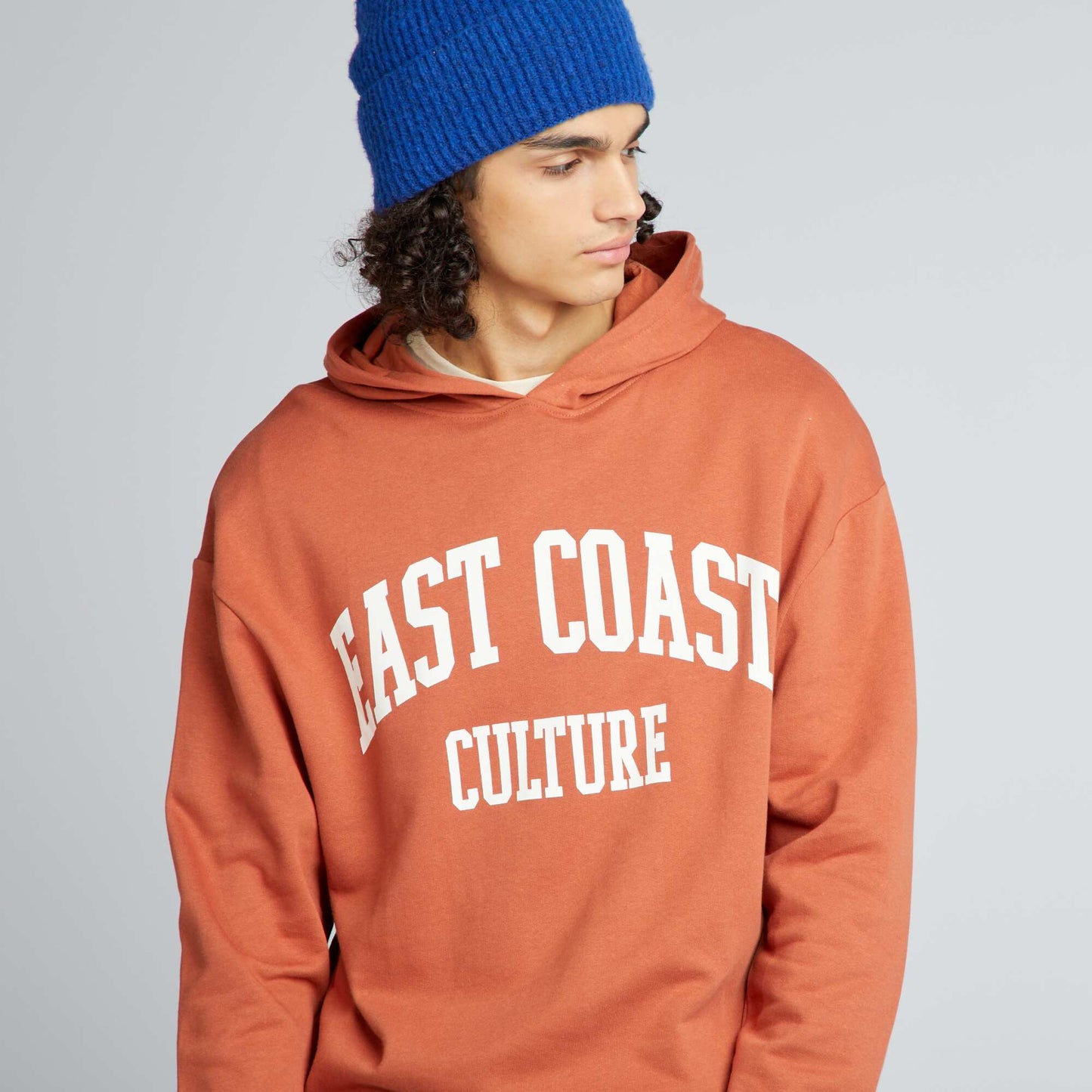 Sweat capuche imprim Orange