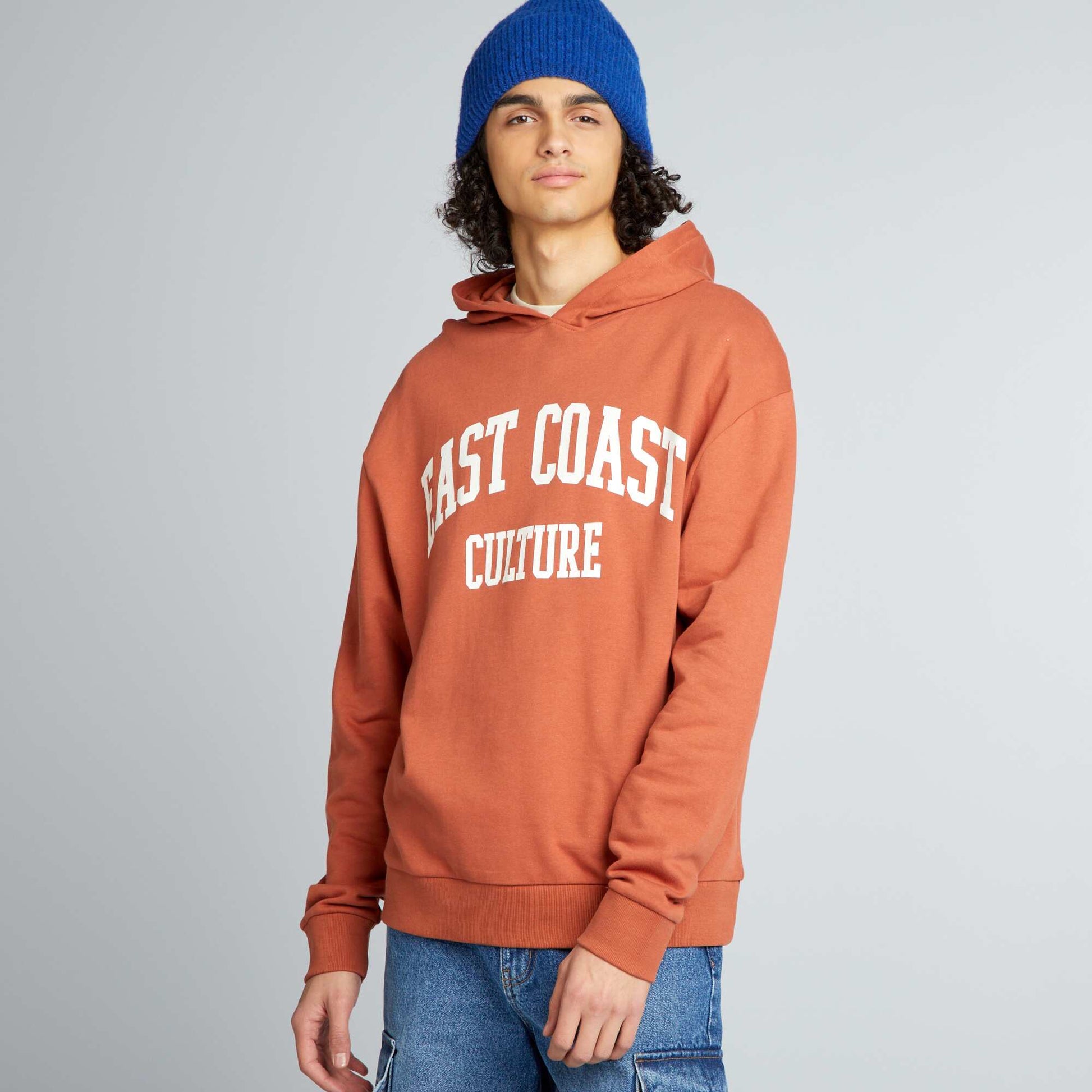 Sweat capuche imprim Orange