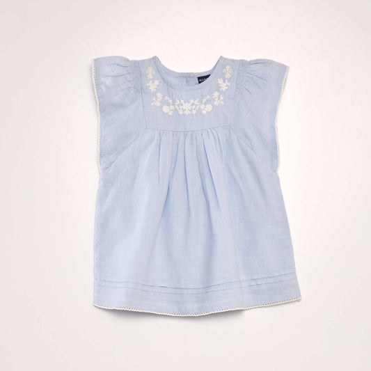 Blouse en voile de coton Bleu