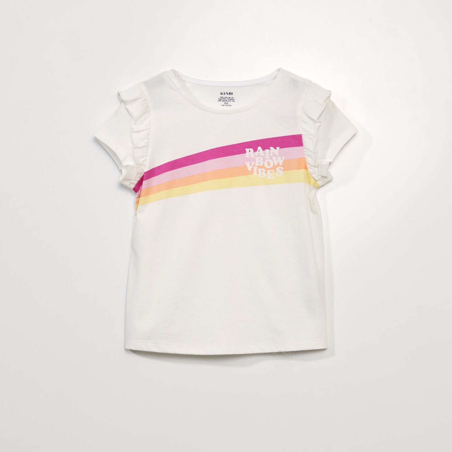 T-shirt en jersey manches volant es Blanc