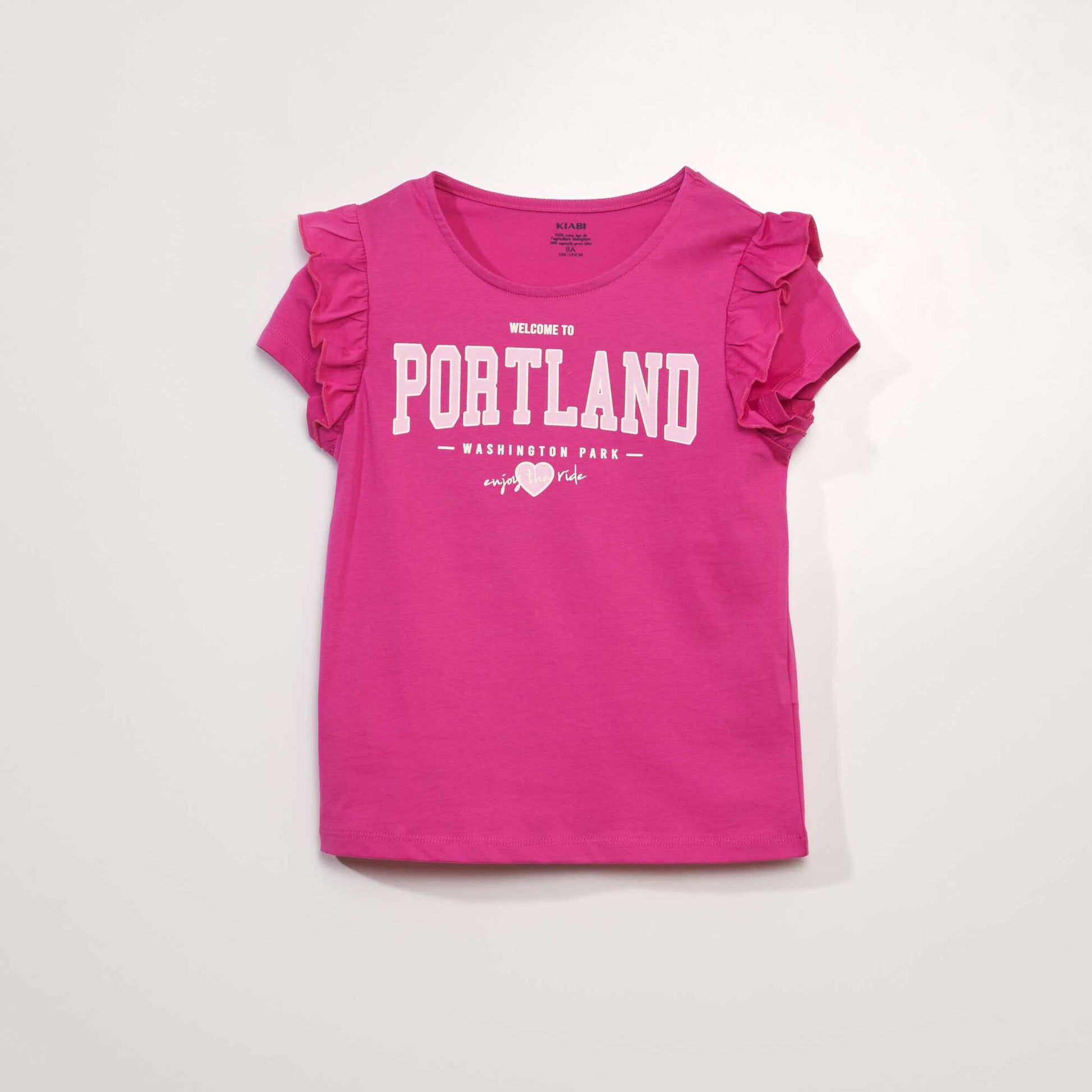 T-shirt en jersey manches volant es Rose
