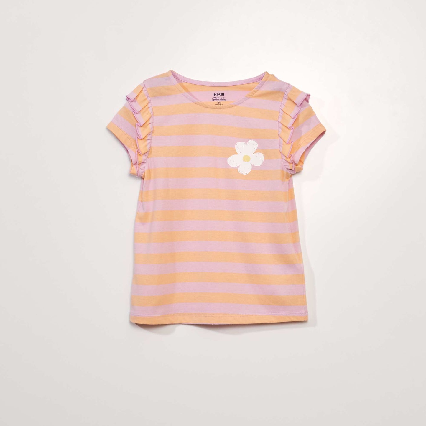 T-shirt en jersey manches volant es Rose