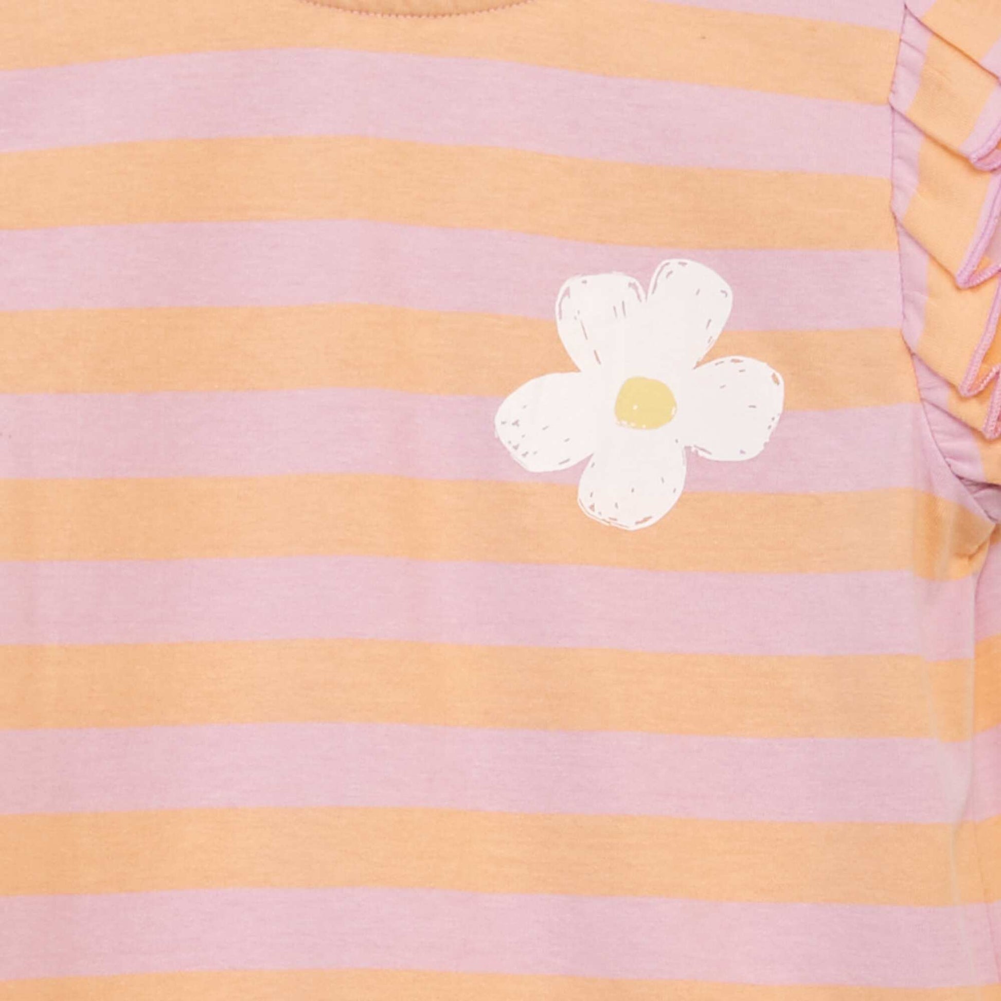 T-shirt en jersey manches volant es Rose
