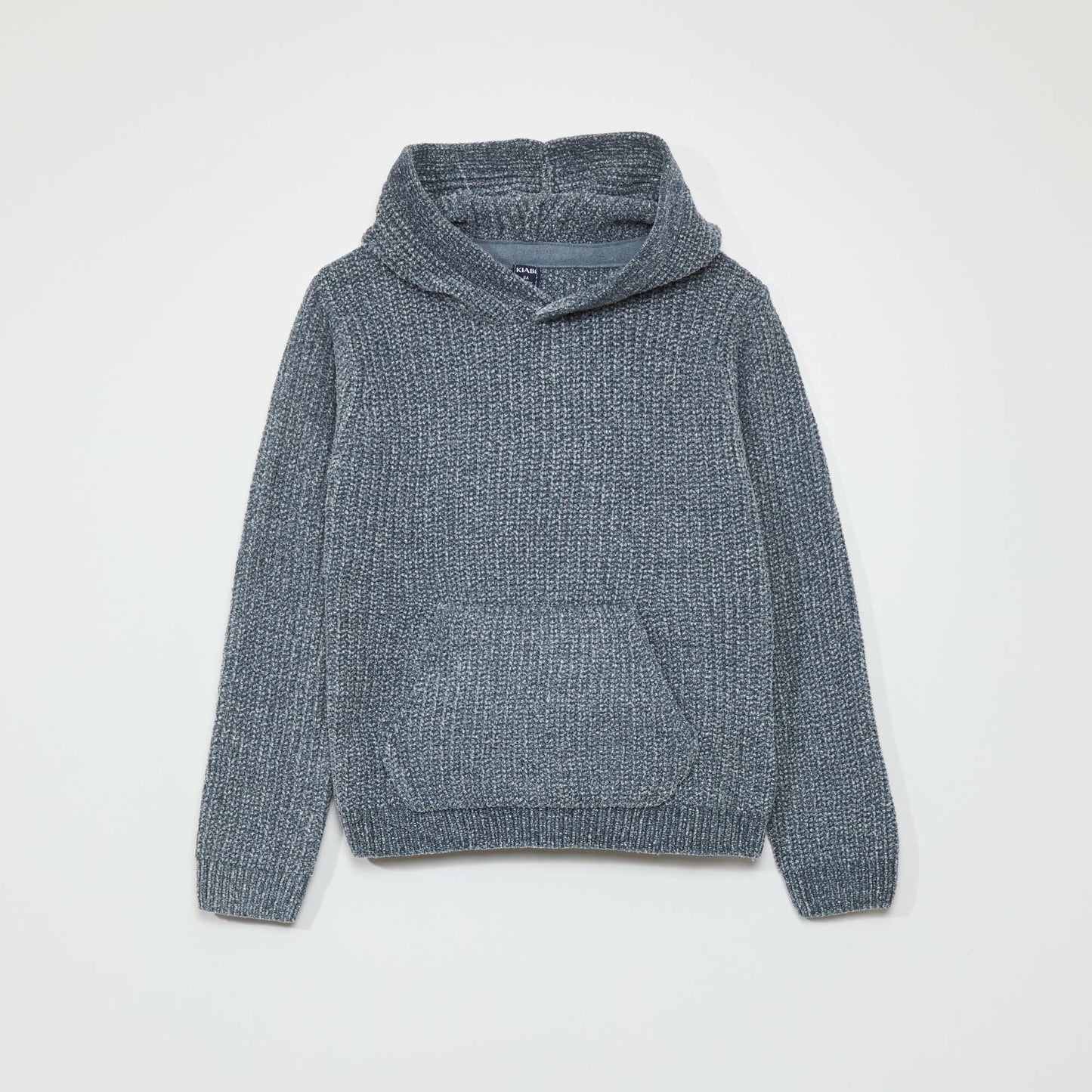 Pull capuche en maille chenille Gris