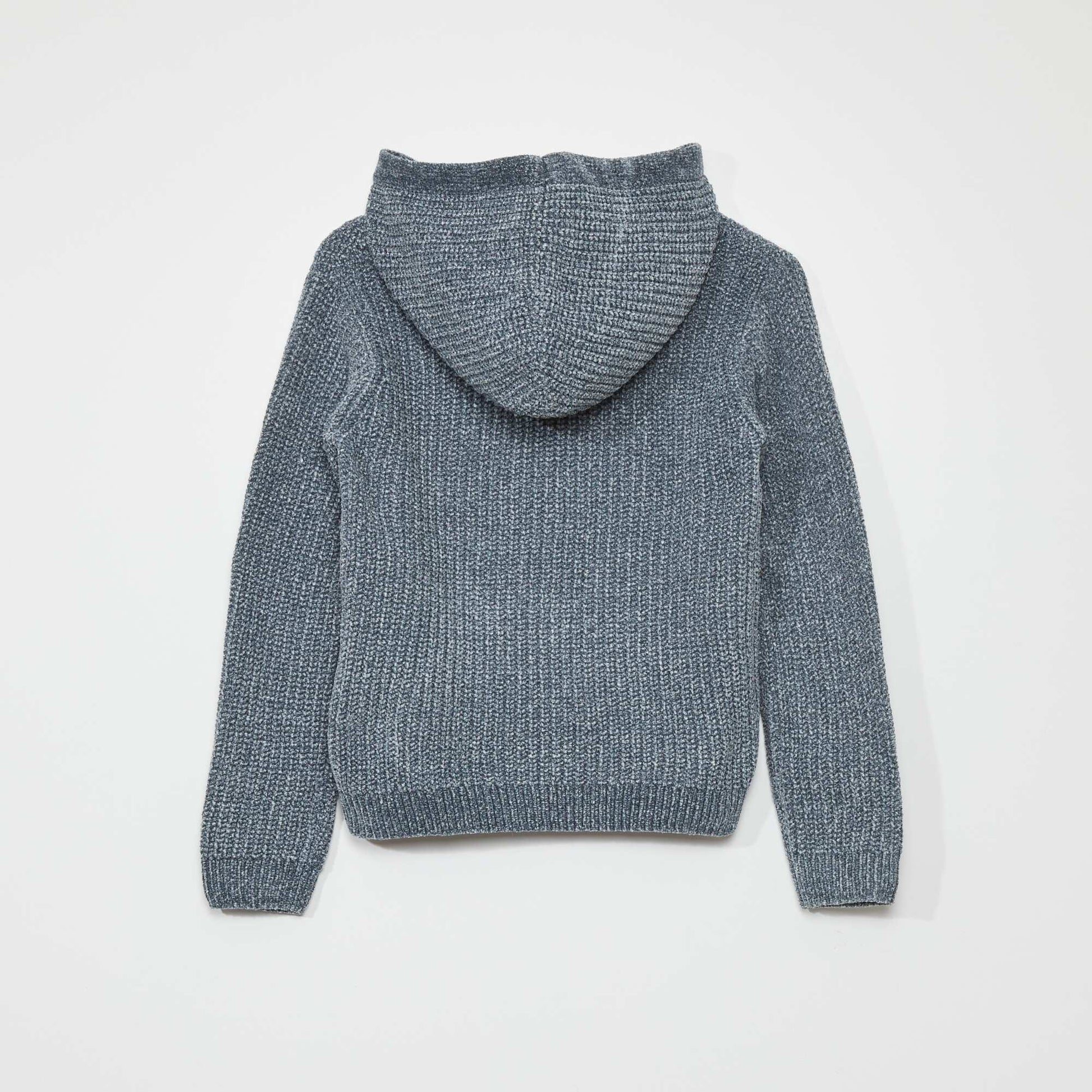 Pull capuche en maille chenille Gris
