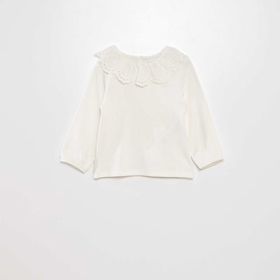 T-shirt en maille pointelle blanc