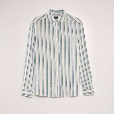 Chemise rayures en lin Blanc