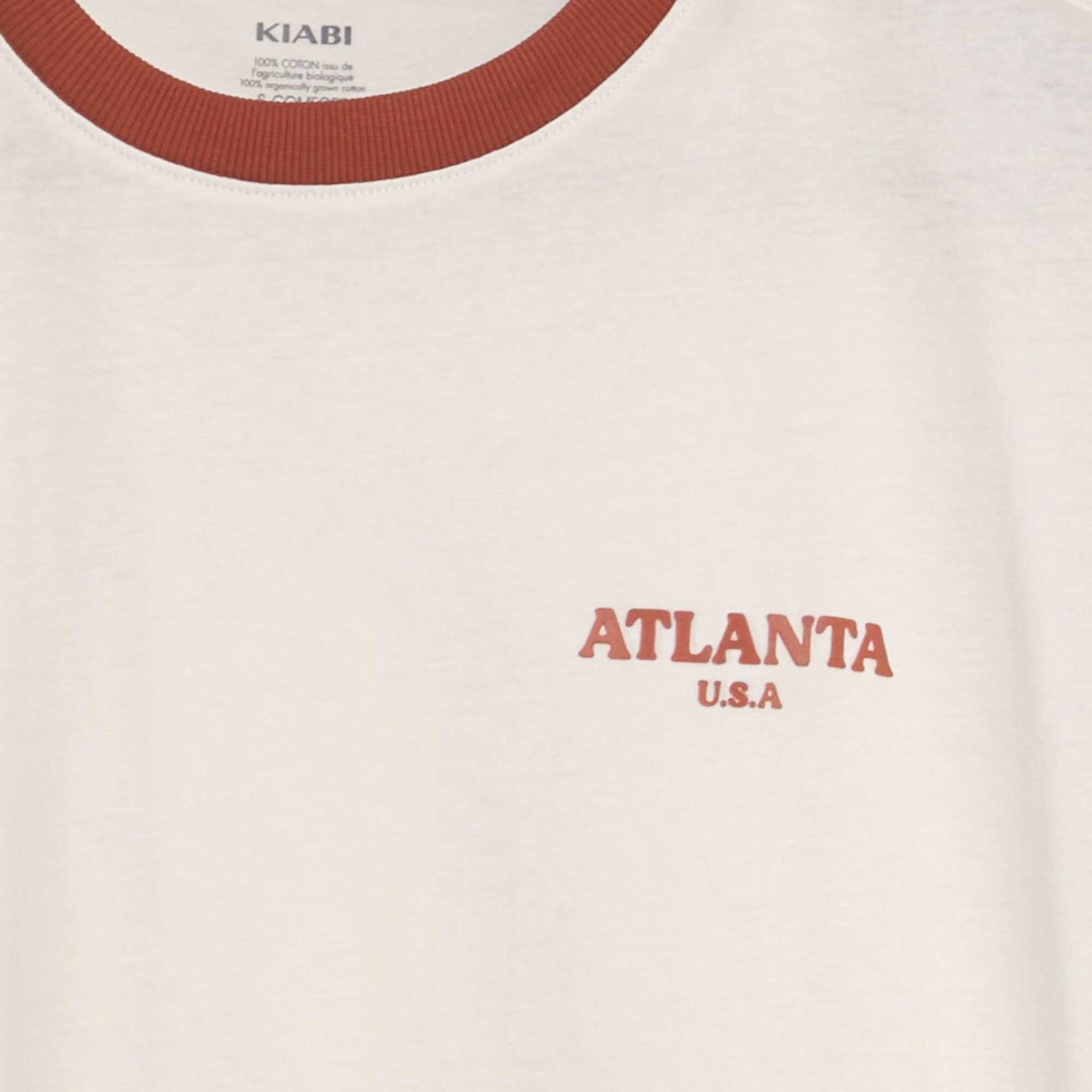 T-shirt color-block col rond Blanc/gris