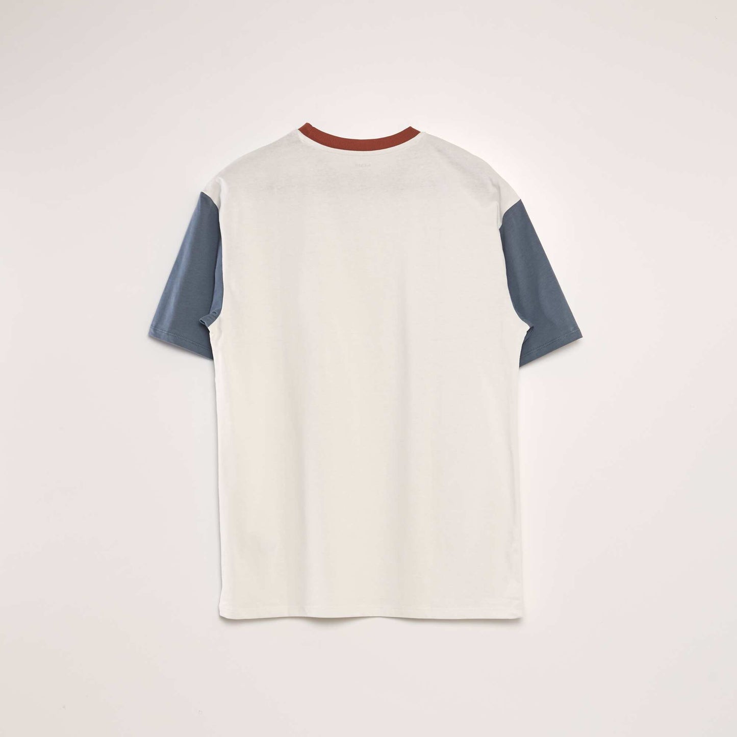 T-shirt color-block col rond Blanc/gris