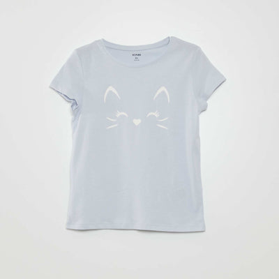 T-shirt imprim manches courtes Bleu