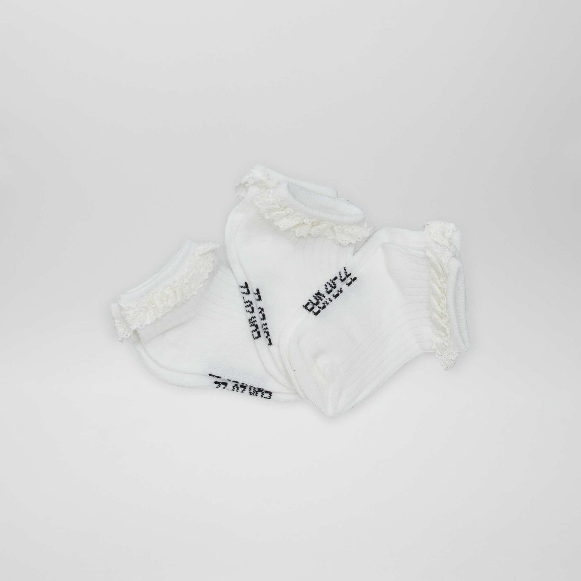 Lot de 3 socquettes froufrous Blanc