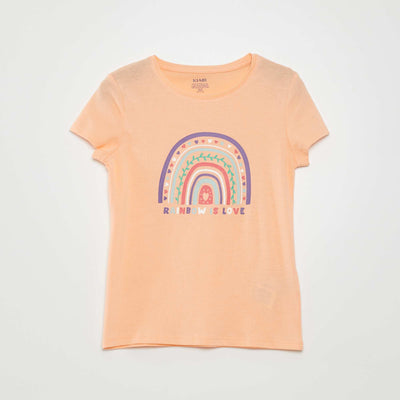 T-shirt en maille jersey imprim Rose