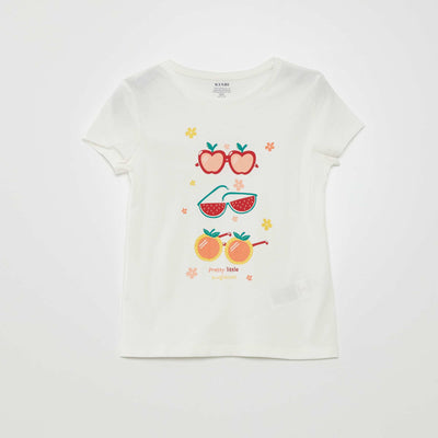 T-shirt en maille jersey imprim BLANC
