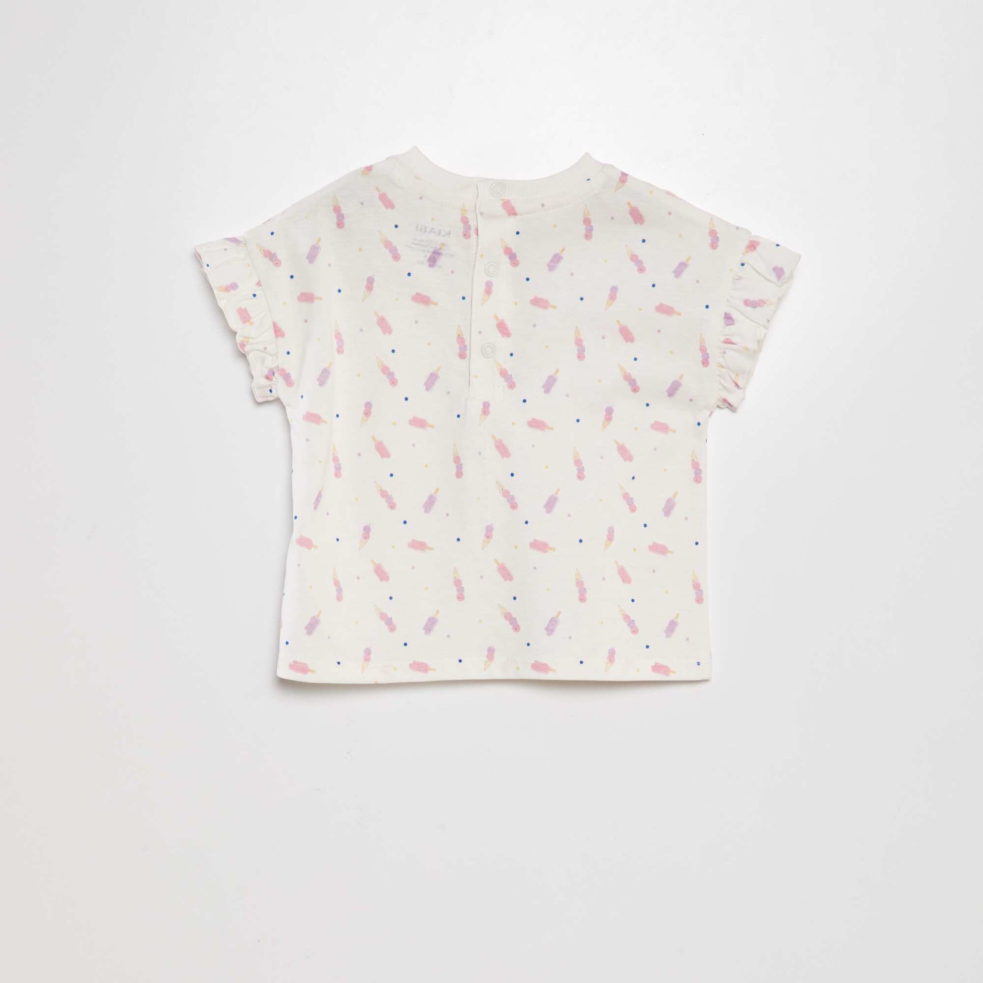 Tee-shirt imprim manches volant es Blanc imprim