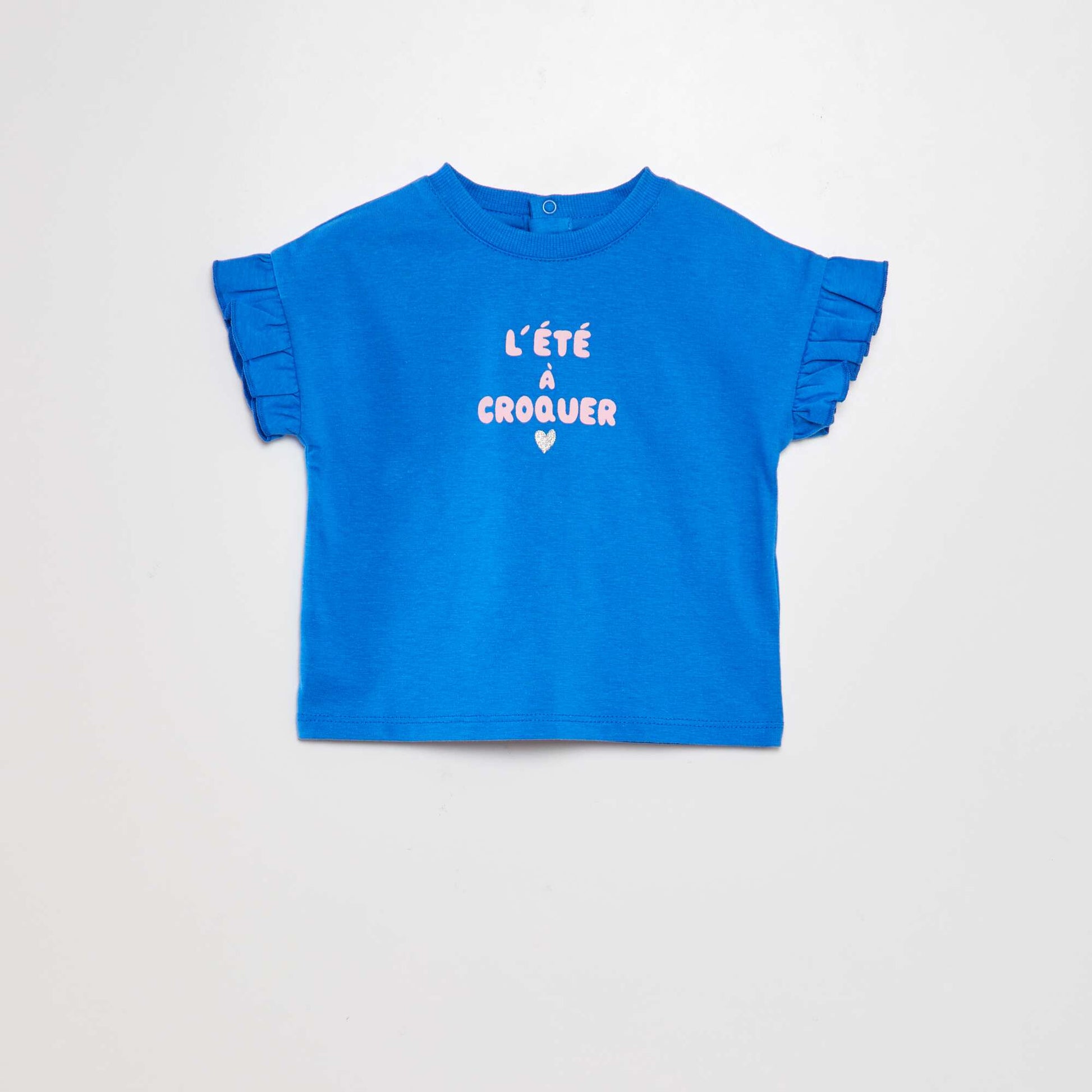 Tee-shirt imprim manches volant es Bleu