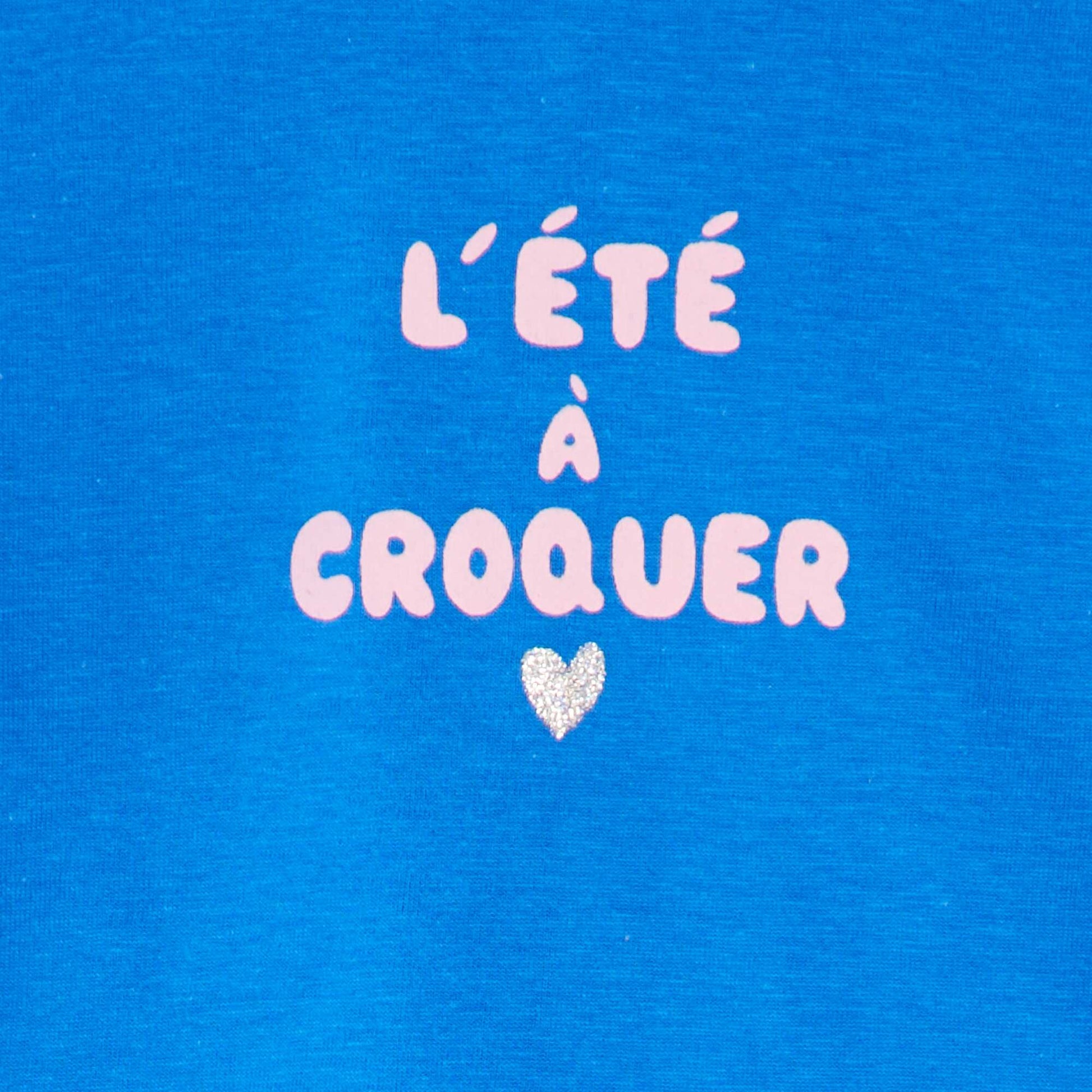 Tee-shirt imprim manches volant es Bleu