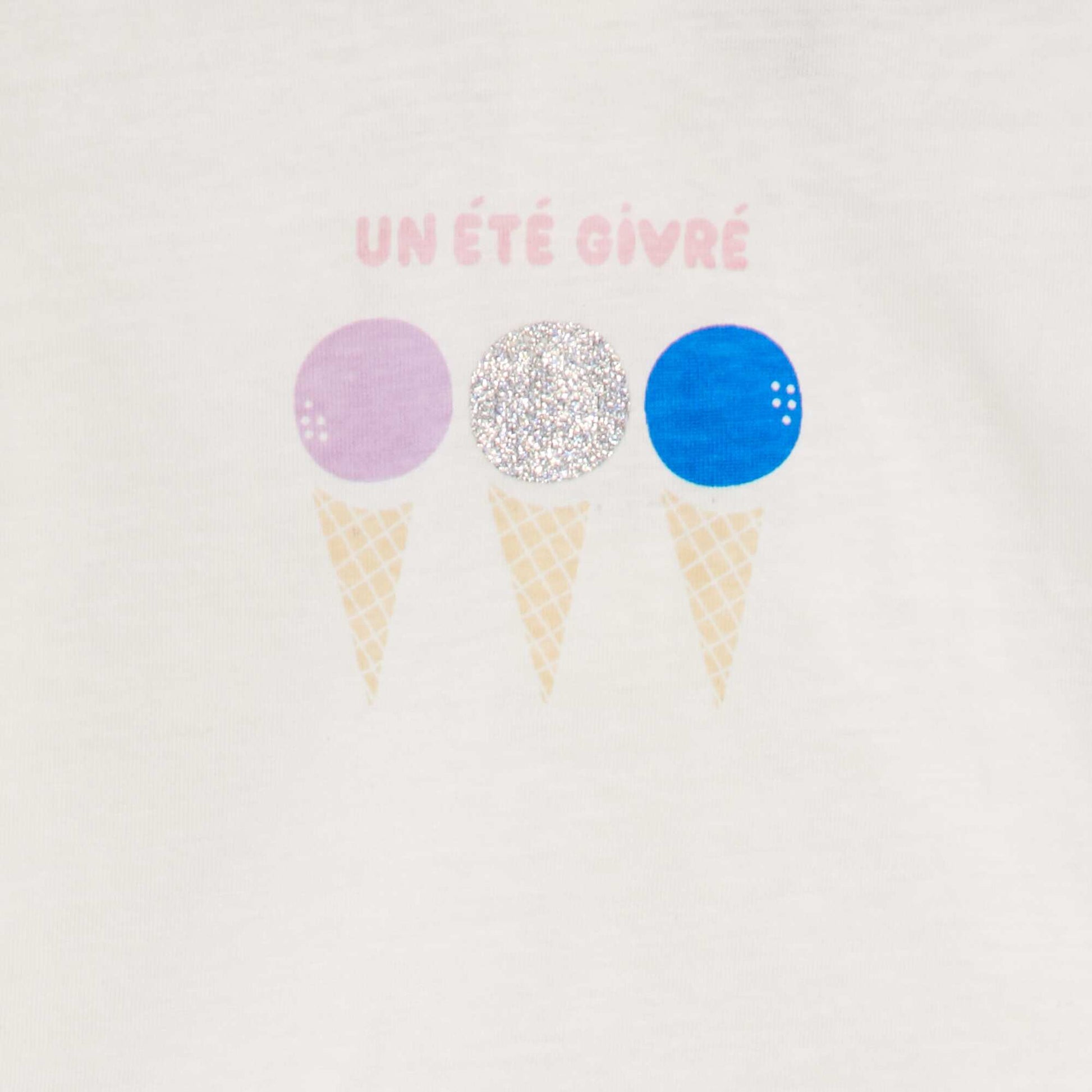 Tee-shirt imprim manches volant es Blanc