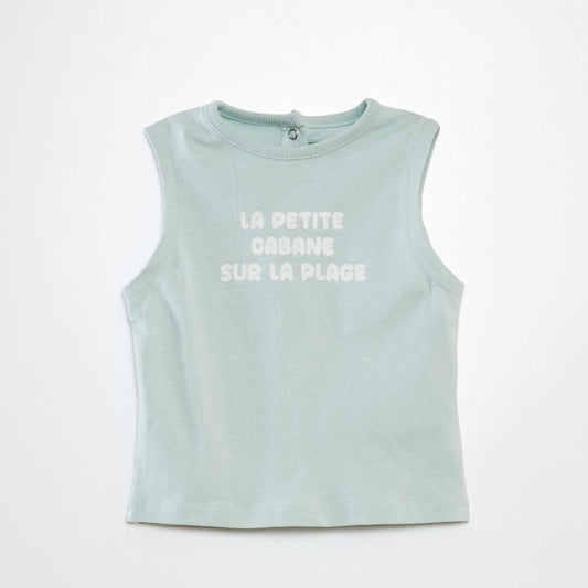 D bardeur   col rond en jersey Bleu vert