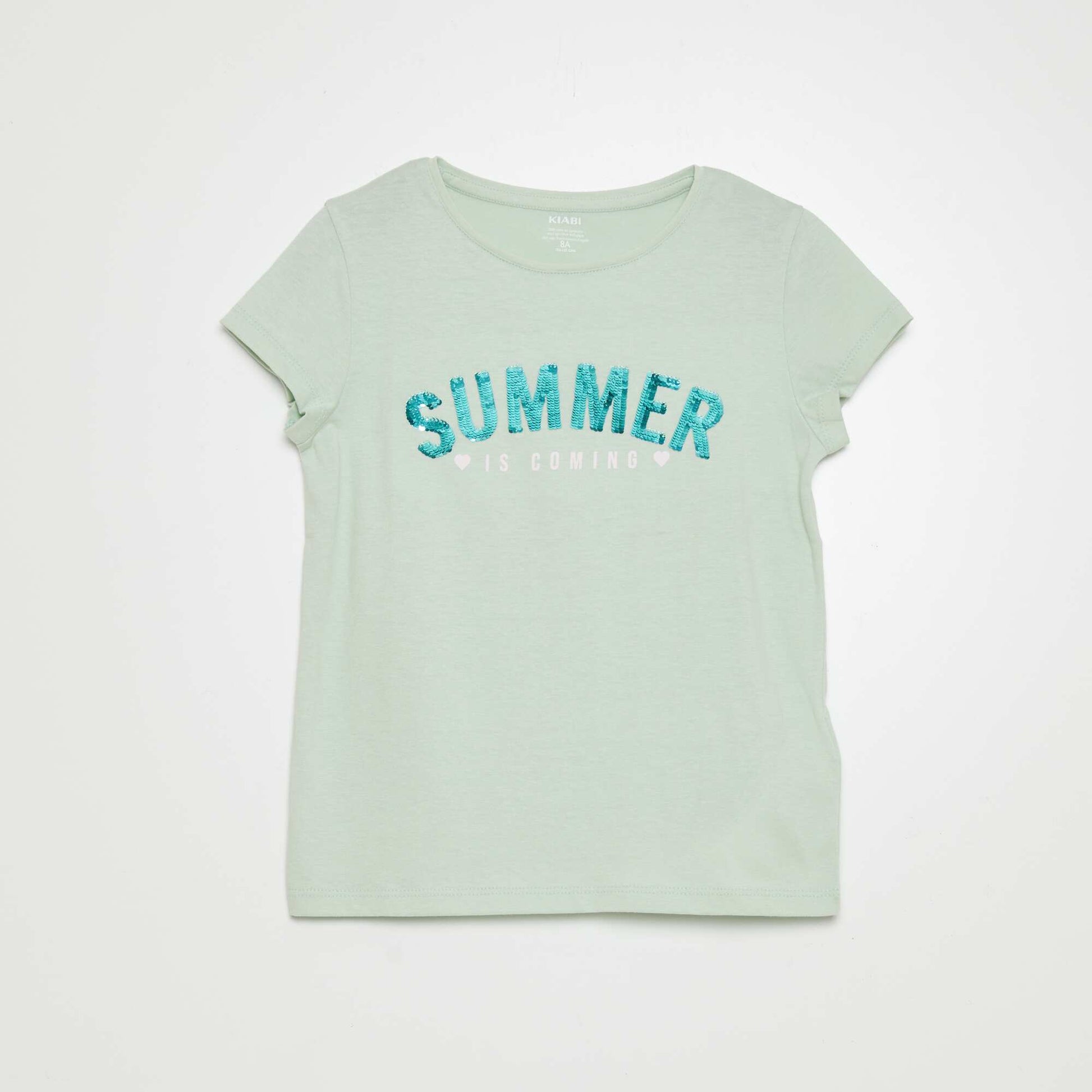 T-shirt en coton col rond Bleu vert