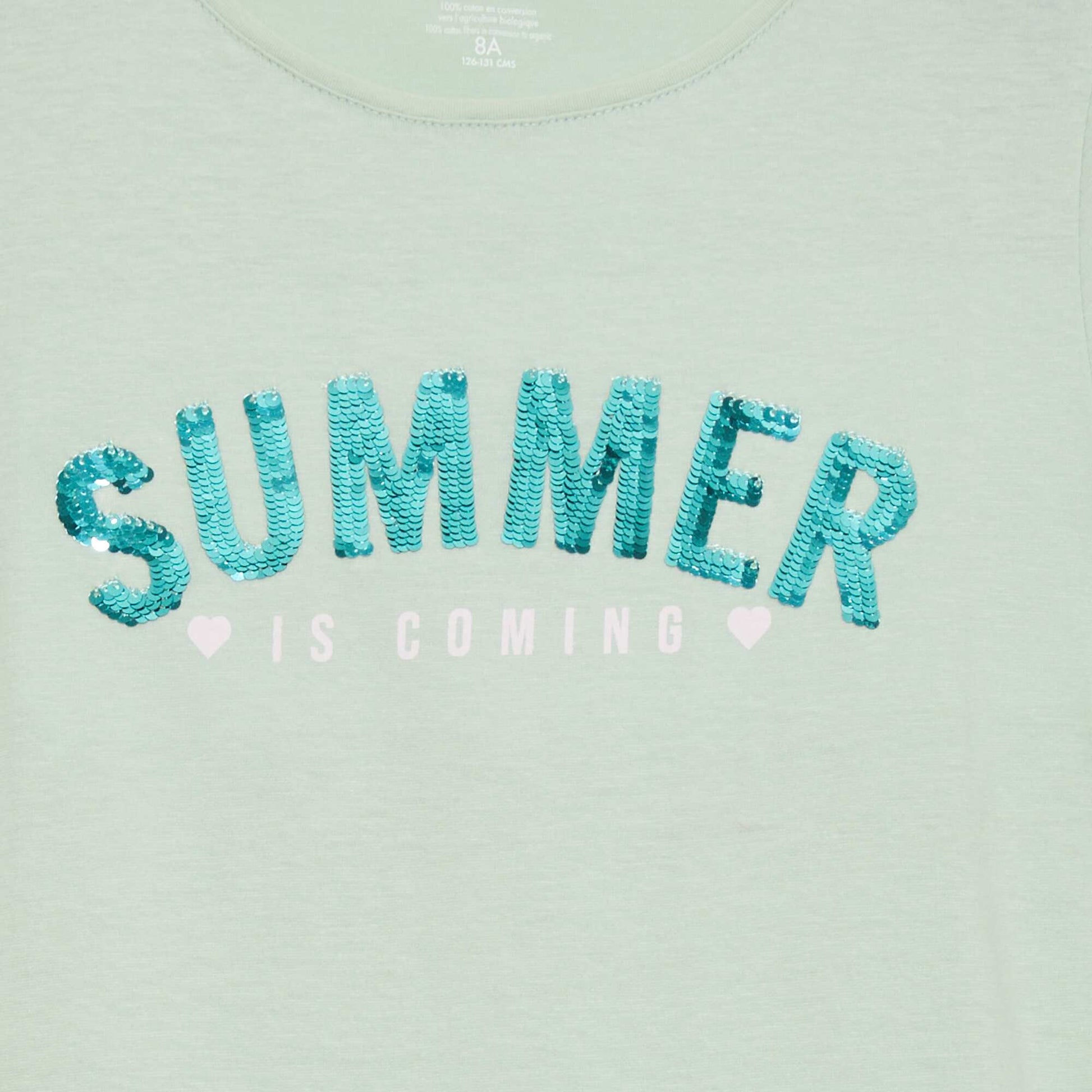 T-shirt en coton col rond BLEU