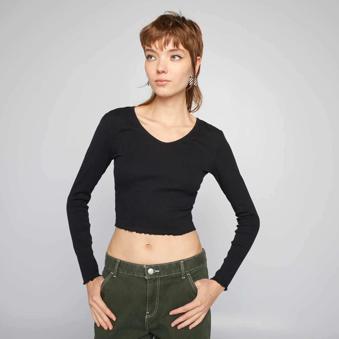 Tee-shirt crop top c tel noir