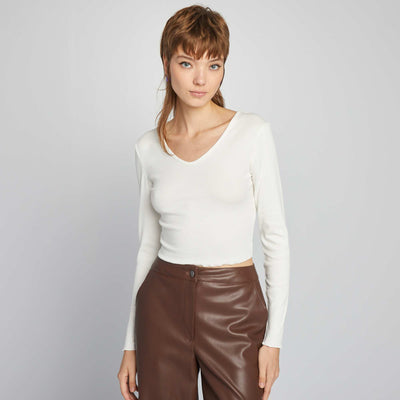 Tee-shirt crop top c tel blanc