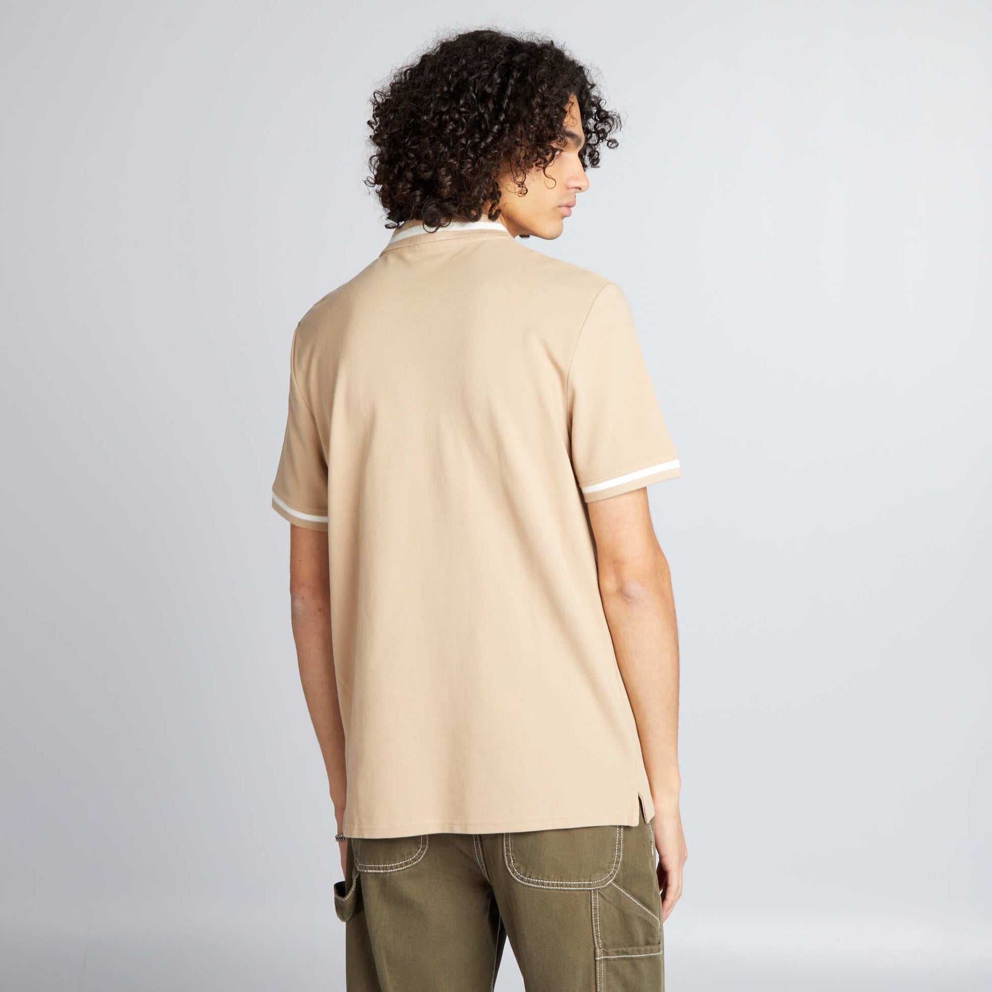 Polo manches courtes contrastes Beige