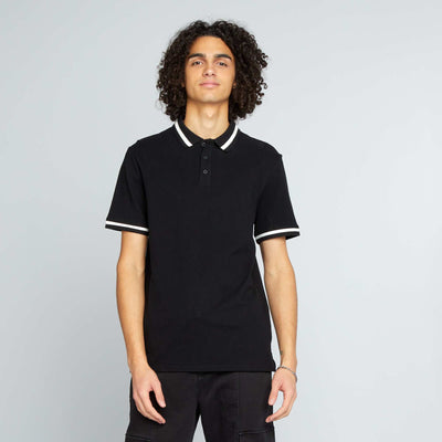 Polo manches courtes contrastes noir