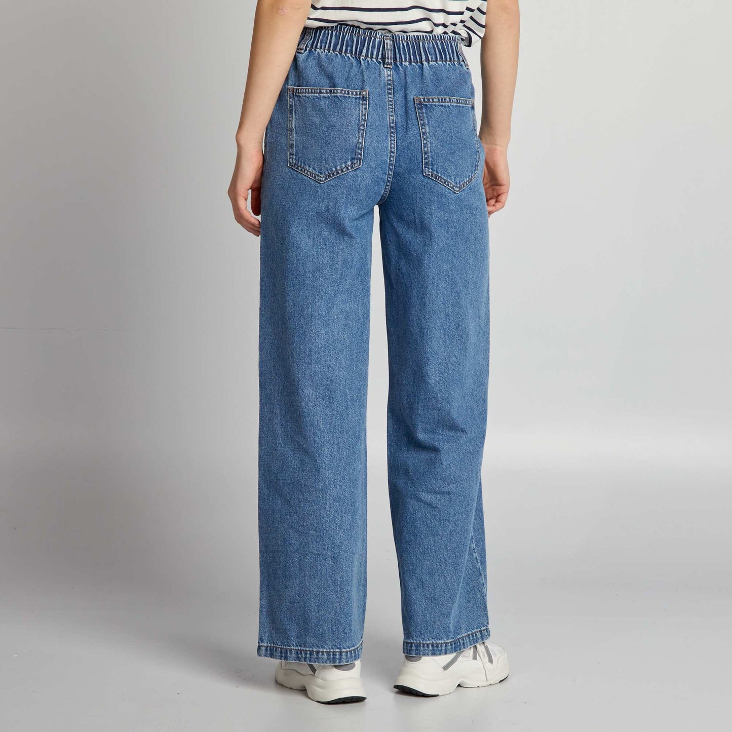 Pantalon denim wide leg taille lastique Double stone