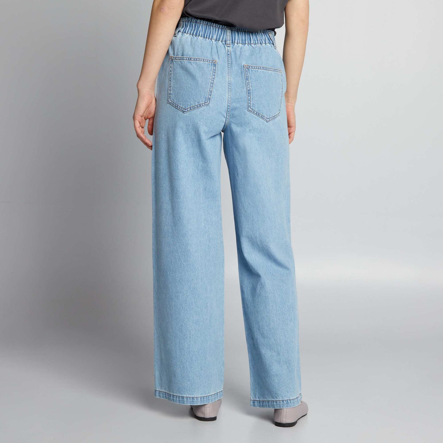 Pantalon denim wide leg taille lastique Triple stone