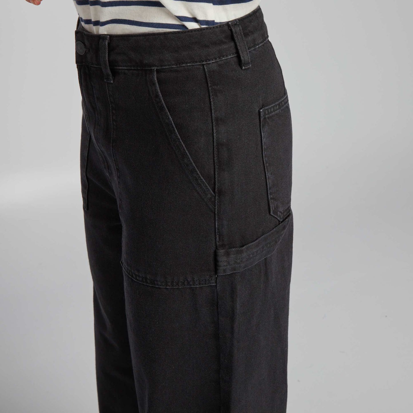 Pantalon en denim taille haute Gris