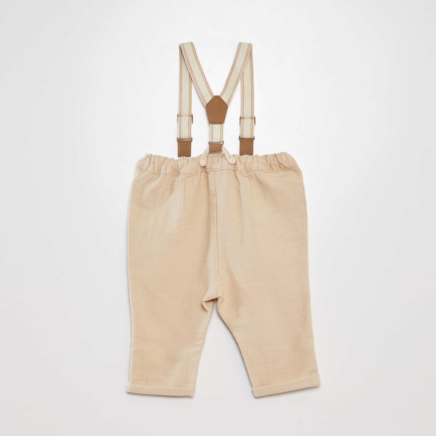 Pantalon chino en lin avec bretelles Beige