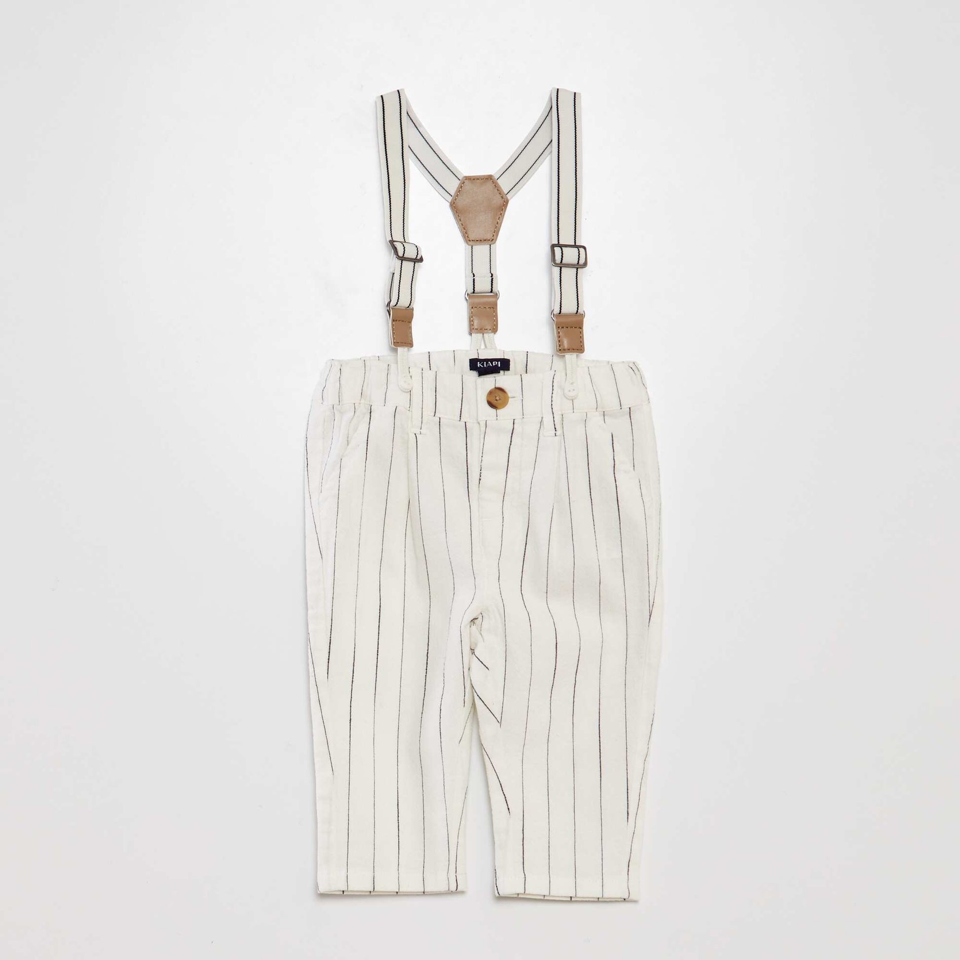 Pantalon chino ray avec bretelles BLANC