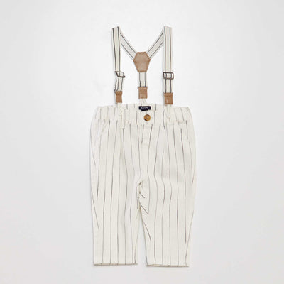 Pantalon chino ray avec bretelles BLANC