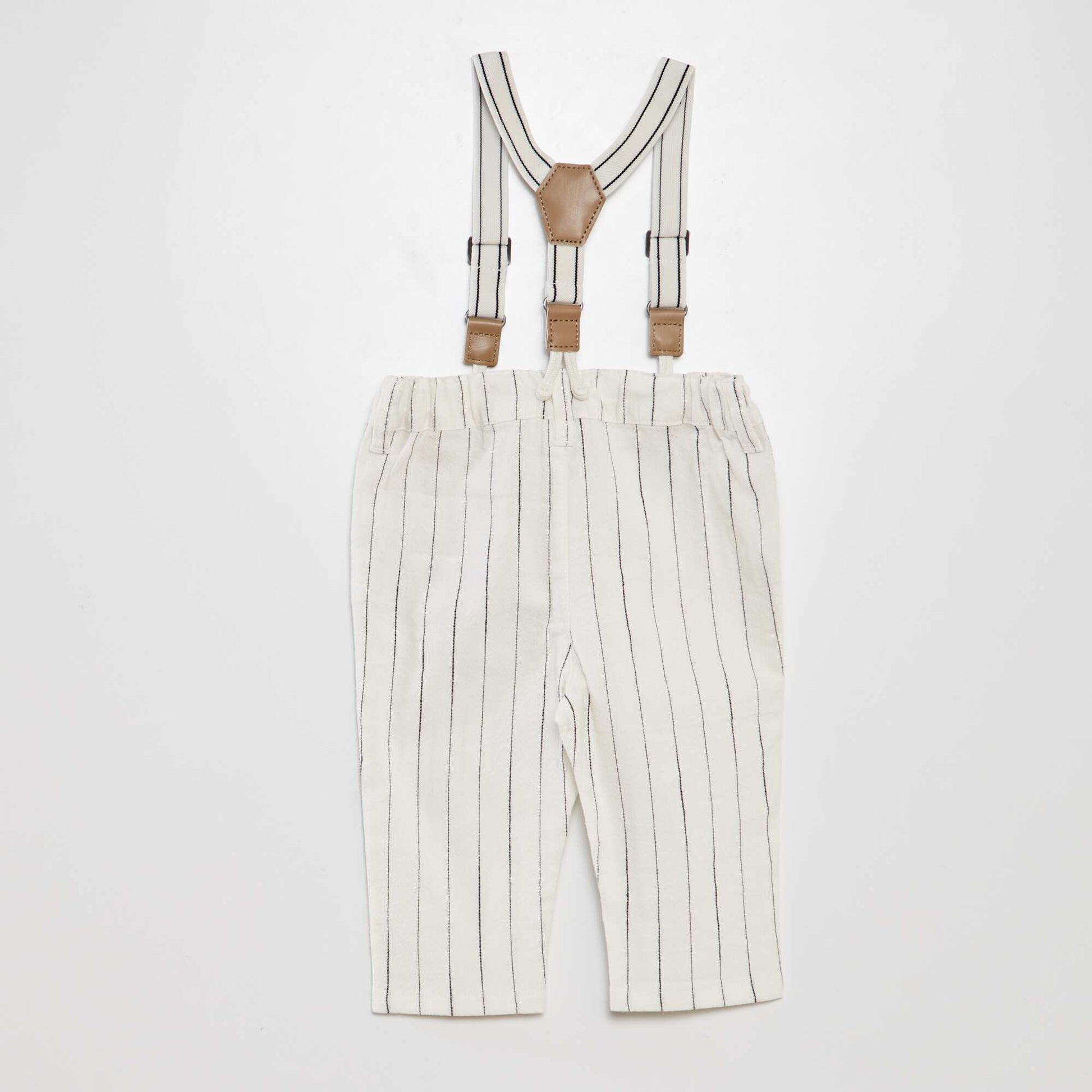 Pantalon chino ray avec bretelles BLANC