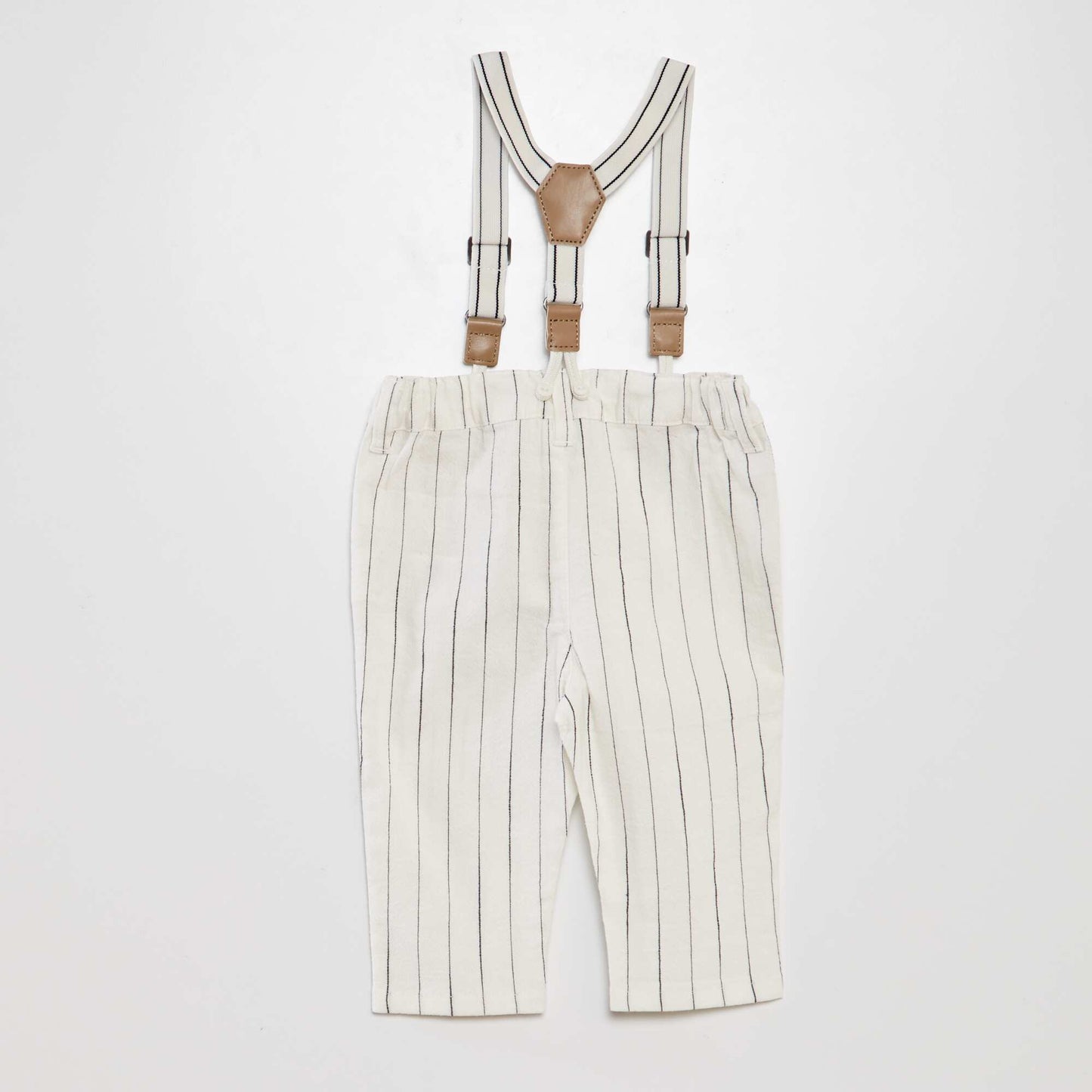 Pantalon chino ray  avec bretelles BLANC