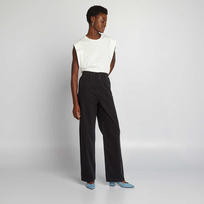 Pantalon denim taille haute wideleg Gris anthracite