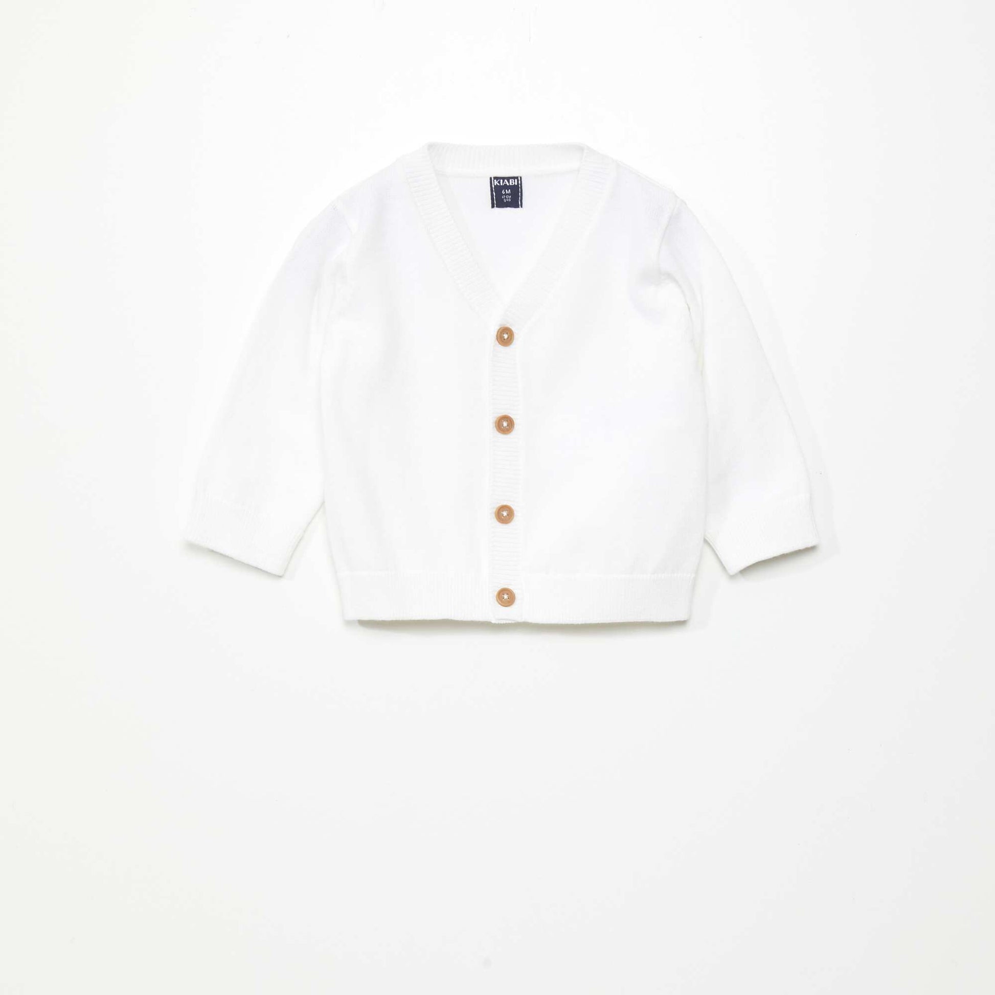 Gilet col V en maille l g re Blanc