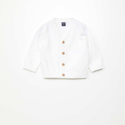 Gilet col V en maille l g re Blanc