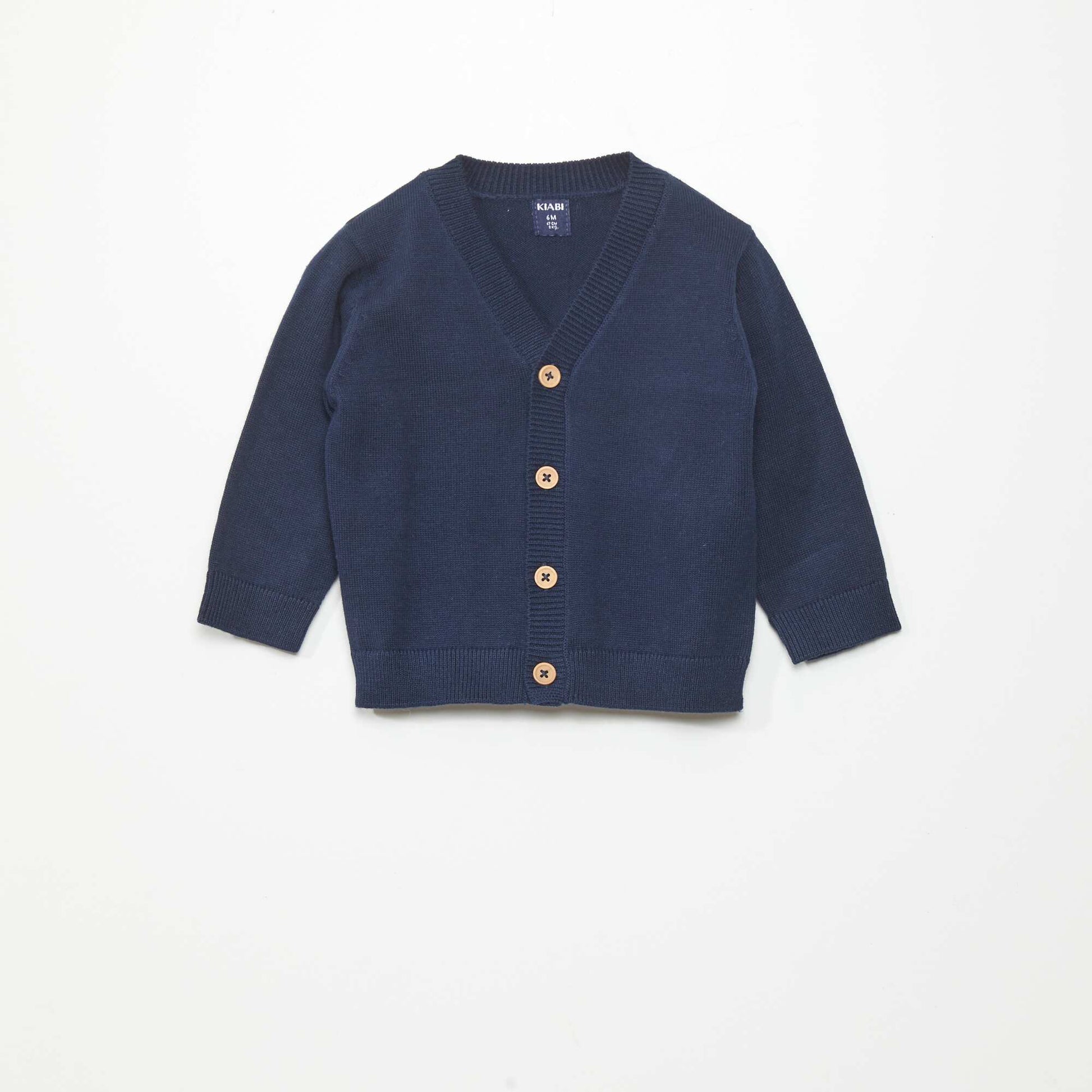 Gilet col V en maille l g re Bleu