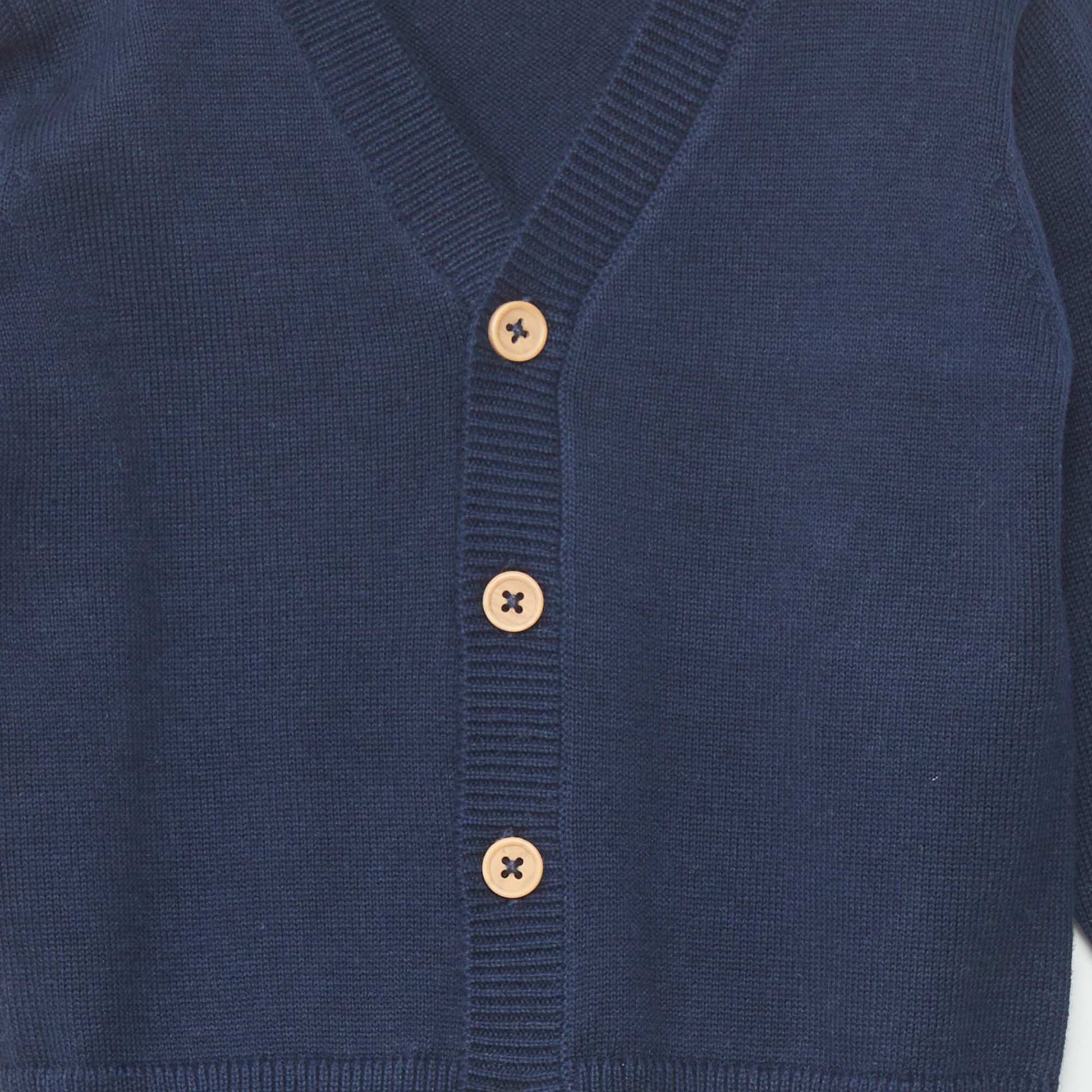 Gilet col V en maille l g re Bleu
