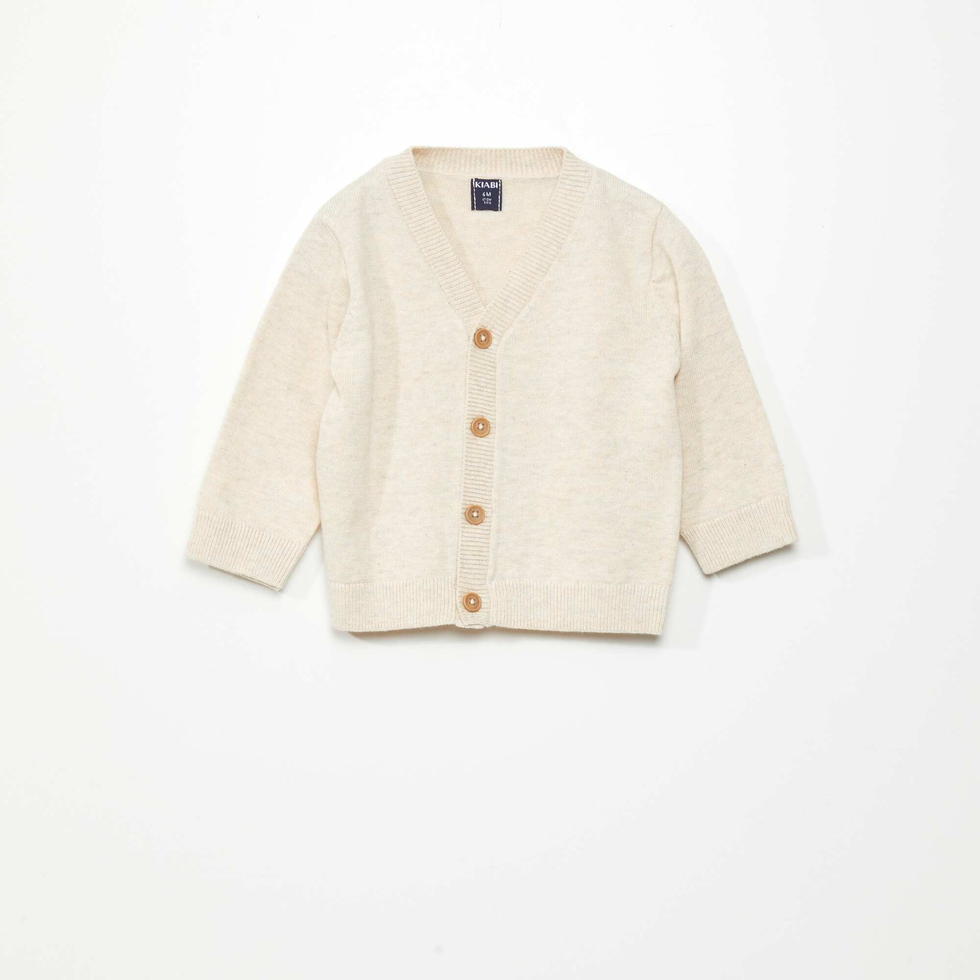 Gilet col V en maille l g re Beige