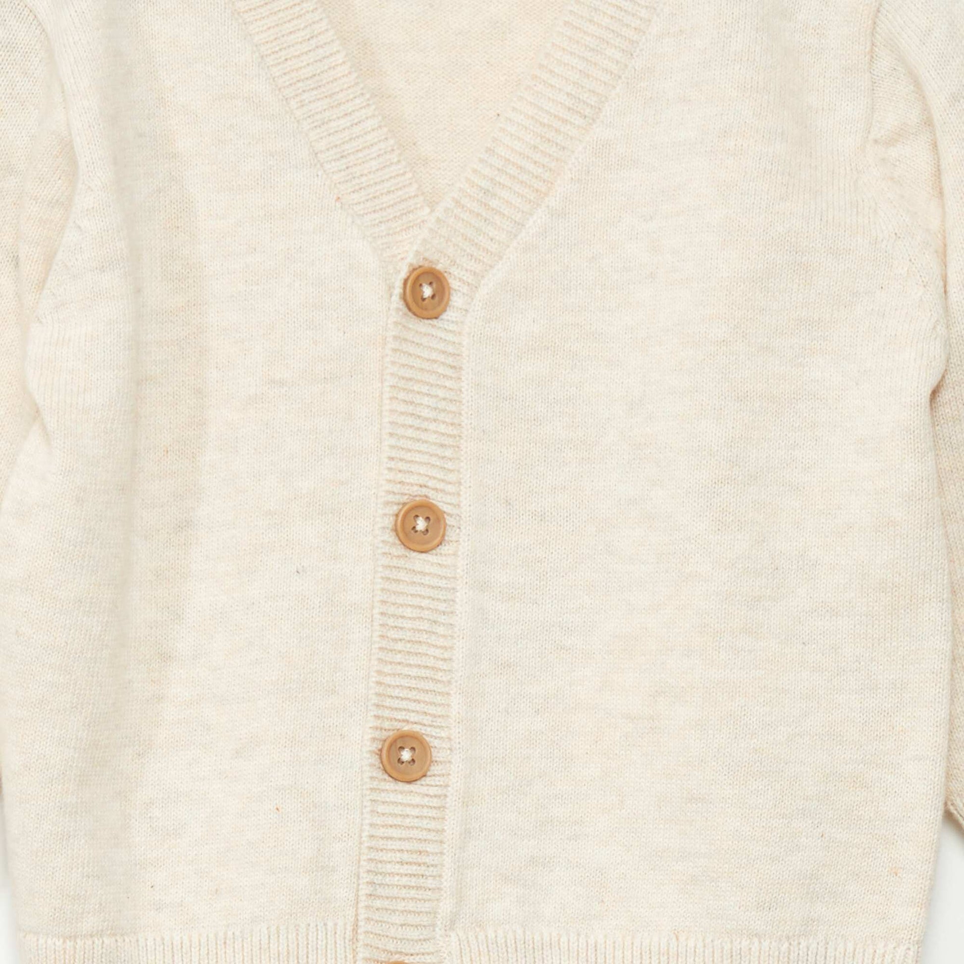 Gilet col V en maille l g re Beige