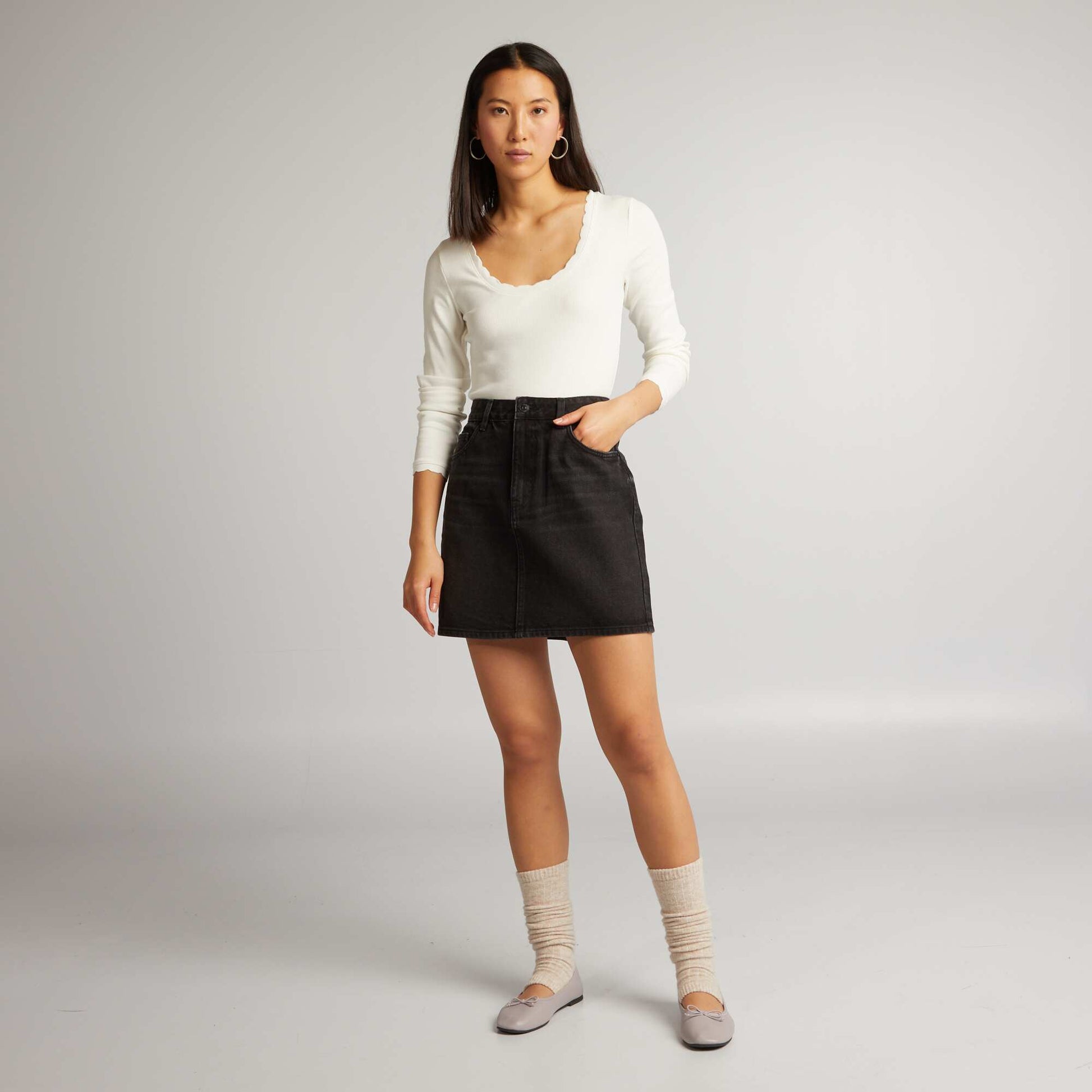 Jupe courte en denim Noir