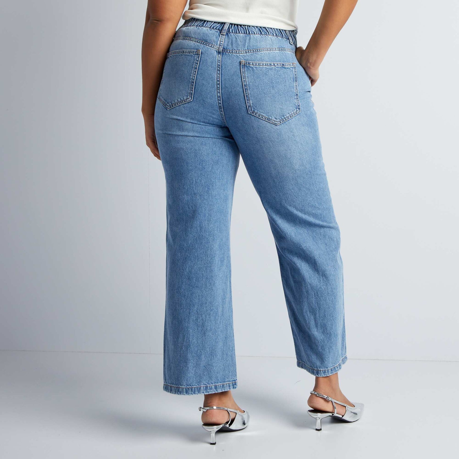 Jean à taille élastiquée Bleu