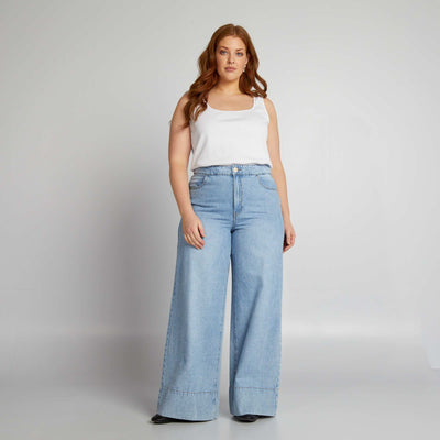 Jean large taille haute - L34 Bleu
