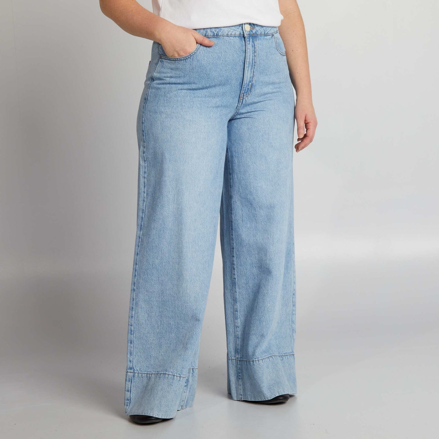 Jean large   taille haute - L34 Bleu