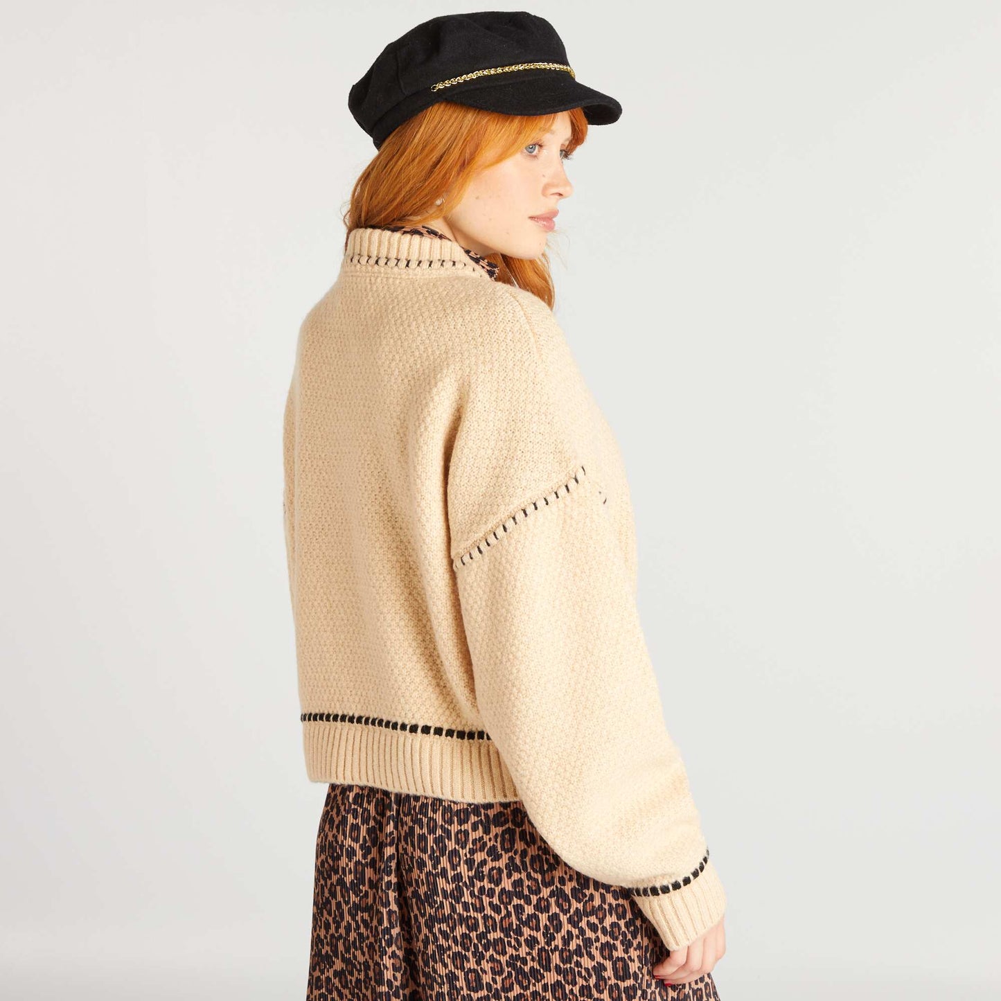 Pull en maille grosse jauge Beige